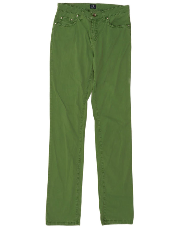 Trussardi Damen Straight Jeans W27 L32 Grüne Baumwolle