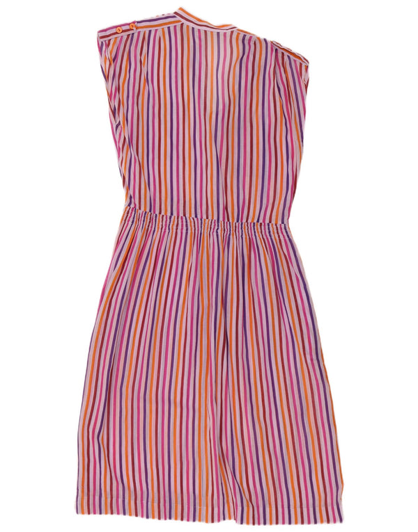Vintage Damen Ärmelloses A-Linien-Kleid EU 40 Medium Mehrfarbig gestreift