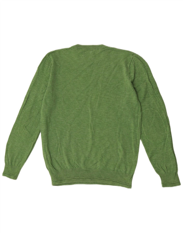 Marks & Spencer Mens V-Neck Jumper Sweater Medium Green Cotton