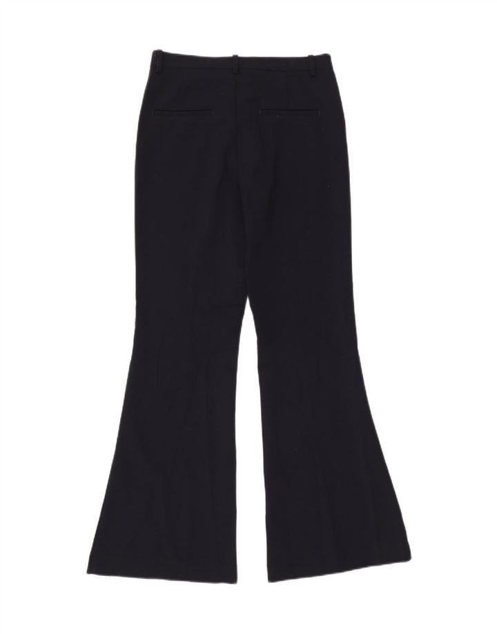 Zara Womens Flare Casual Trousers Small W26 L32 Navy Blue Polyester