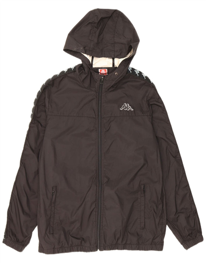 Kappa Herre Hooded Grafisk Regnjakke UK 38 Medium Sort Nylon