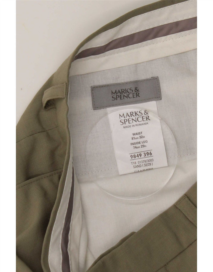 Marks & Spencer Męskie spodnie garniturowe W32 L29 Khaki Poliester