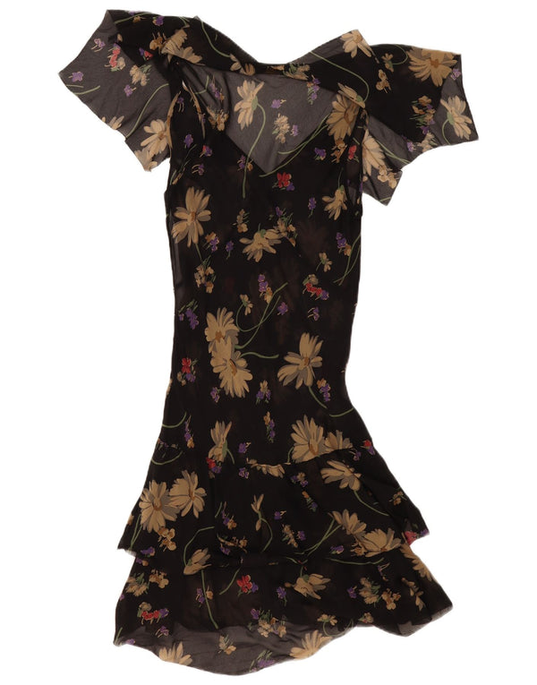 Polo Ralph Lauren Dame Asymmetrisk Kjole US 8 Medium Black Floral