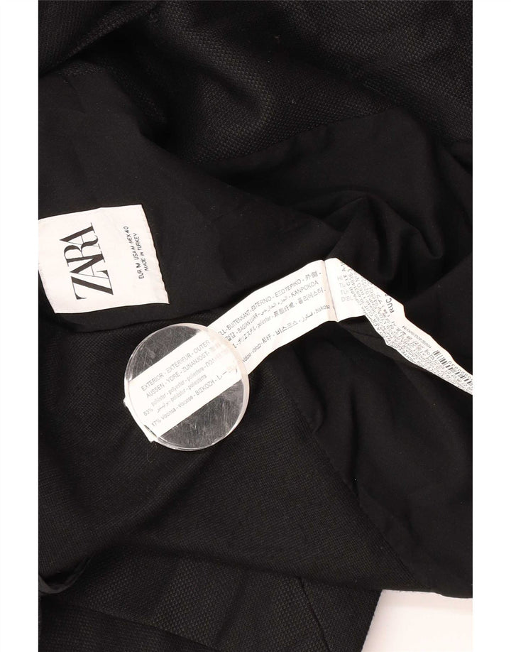 Jaqueta blazer masculina Zara com 2 botões Reino Unido 38 poliéster preto médio
