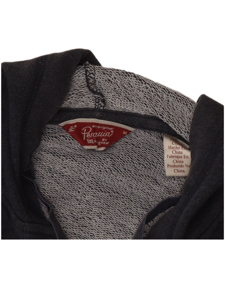 Penguin Mens Zip Hoodie Sweater Medium Navy Blue