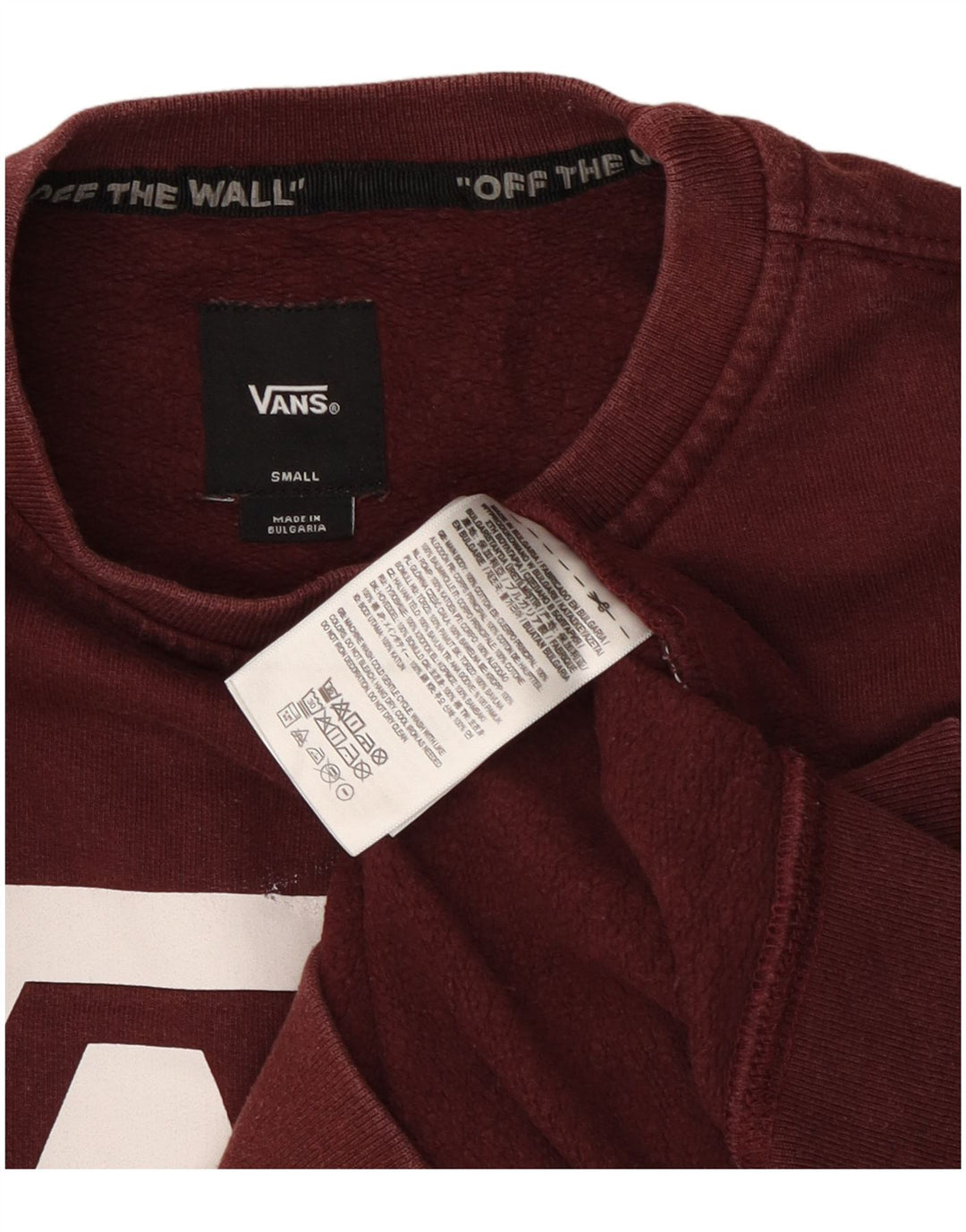 Vans Mens Graphic Sweatshirt Jumper Small Burgundy Cotton