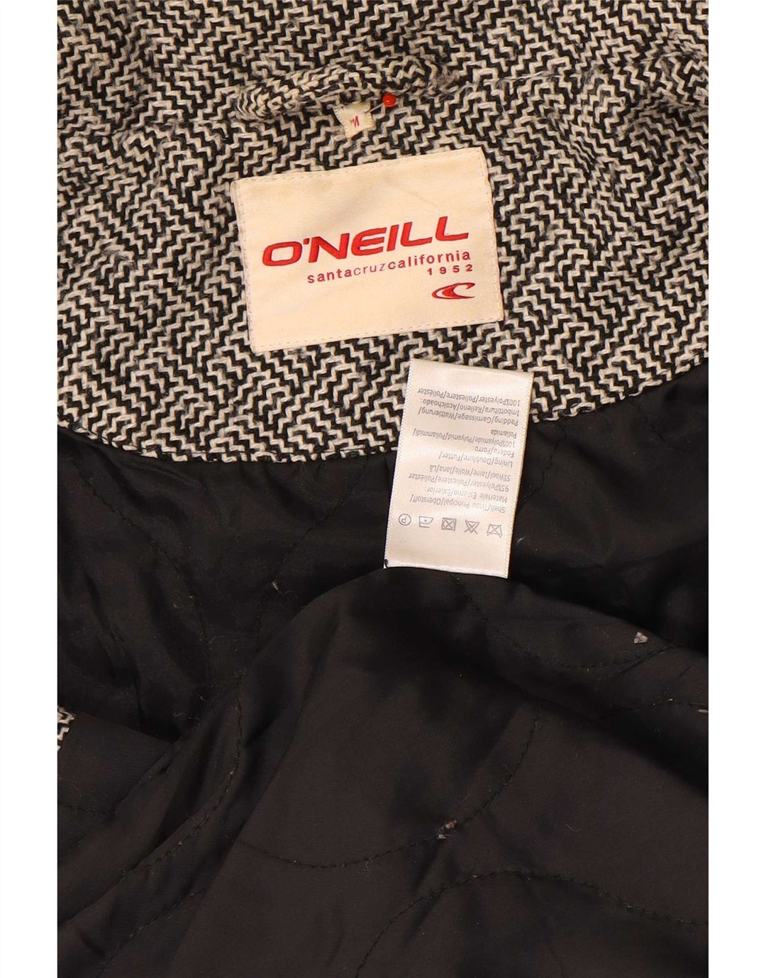 O'Neill Womens Pea Coat UK 12 Medium Grey Geometrisk Polyester