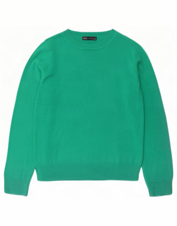 Marks & Spencer Womens Boat Neck Jumper Sweater UK 12 Medium Green Acrylic