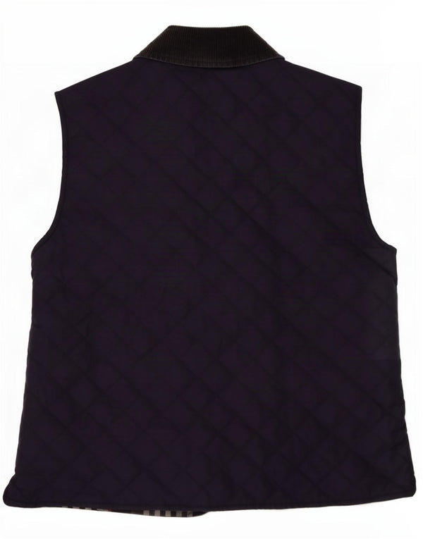 Burberrys Womens Quilted Gilet UK 14 Medium Navy Blue