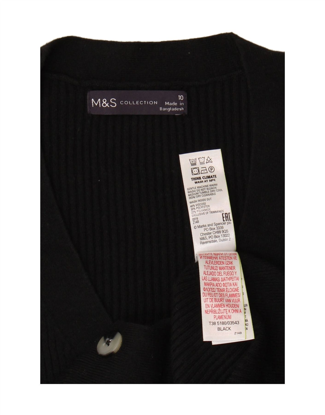 Marks & Spencer Womens Cardigan Sweater UK 10 Small Black Viscose