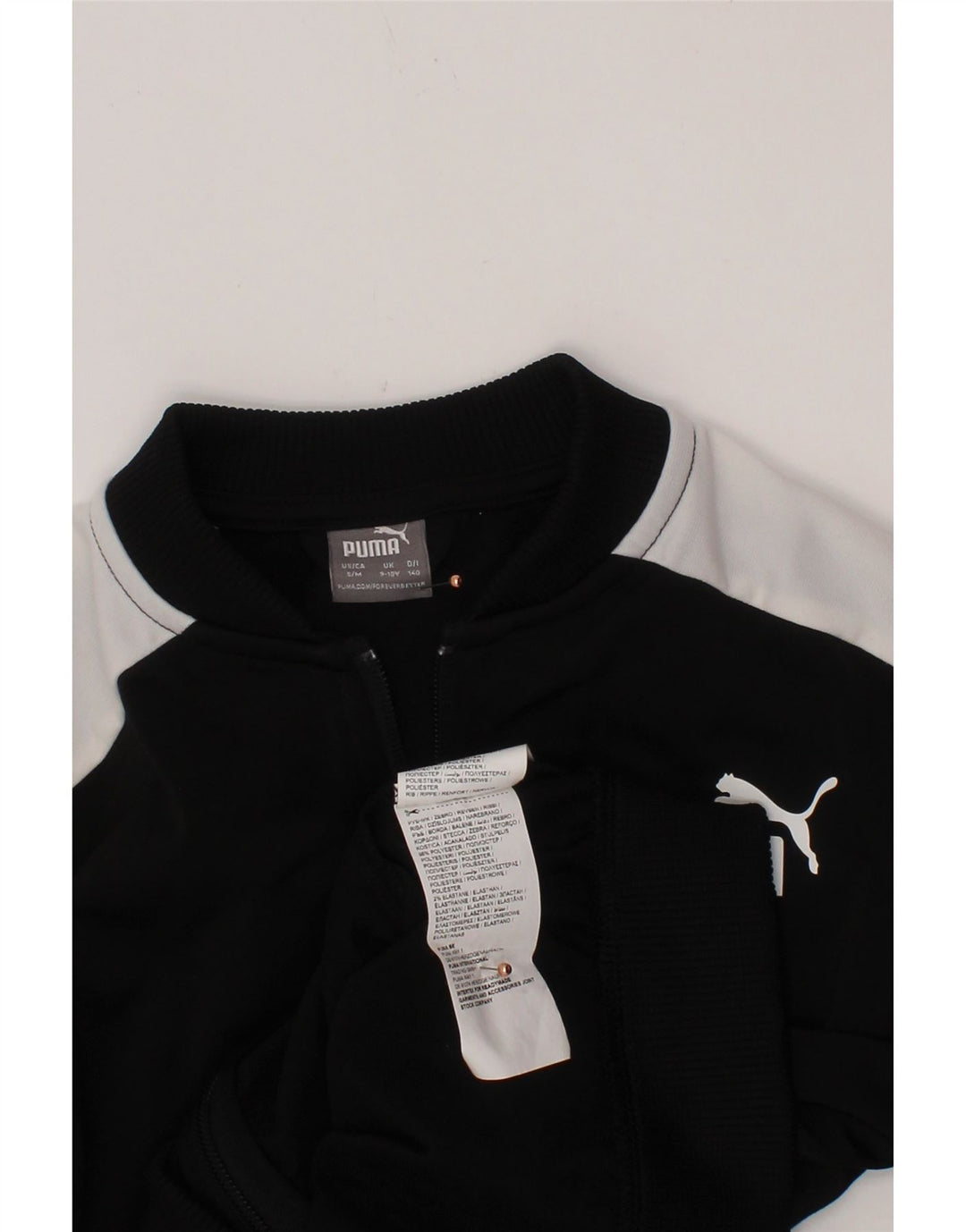 PUMA Boys Graphic Tracksuit Top Jacket 9-10 Years Black Colourblock