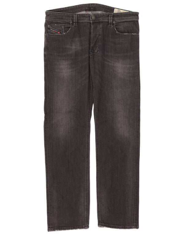 Diesel Mens Larkee Regular Straight Jeans W38 L32 Grey Cotton