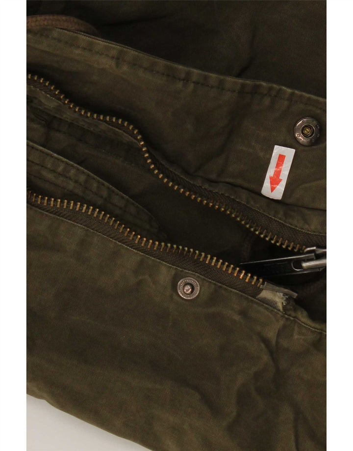 Bomboogie Mens Hooded Parka Jacket UK 42 XL Khaki Cotton