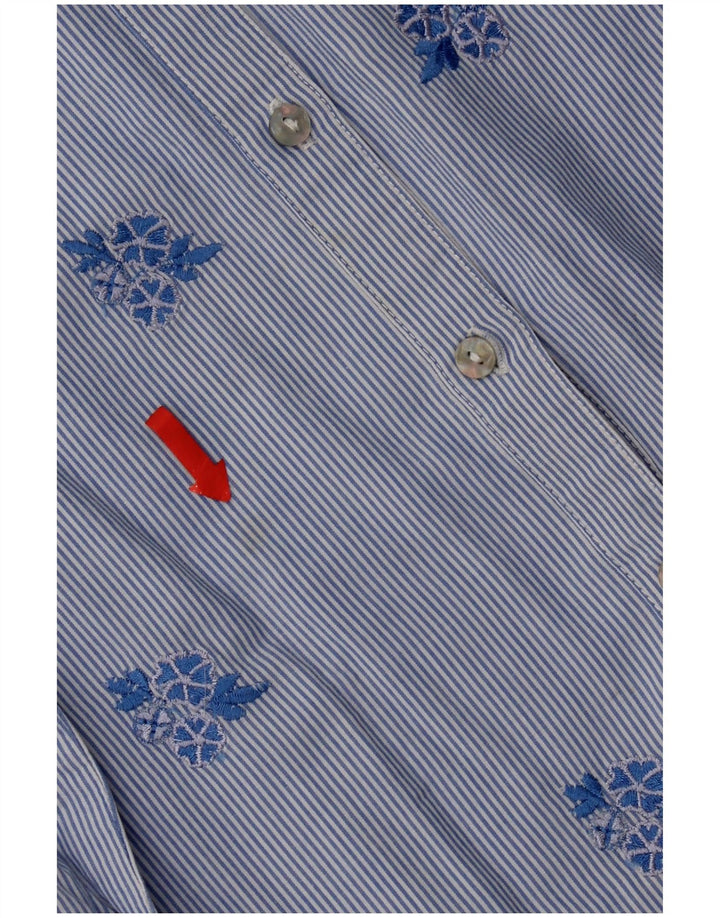 Monsoon Womens Shirt UK 8 Small Blue Floral Cotton
