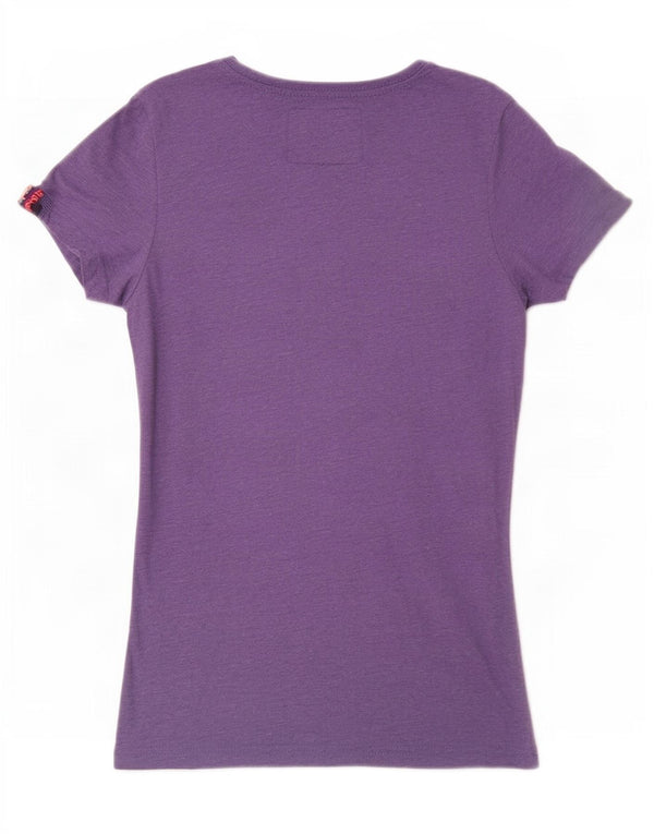 Superdry grafisk T-shirt top til kvinder UK 6 XS lilla polyester
