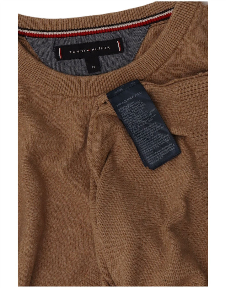 Tommy Hilfiger Mens Crew Neck Jumper Sweater Medium Brown Cotton