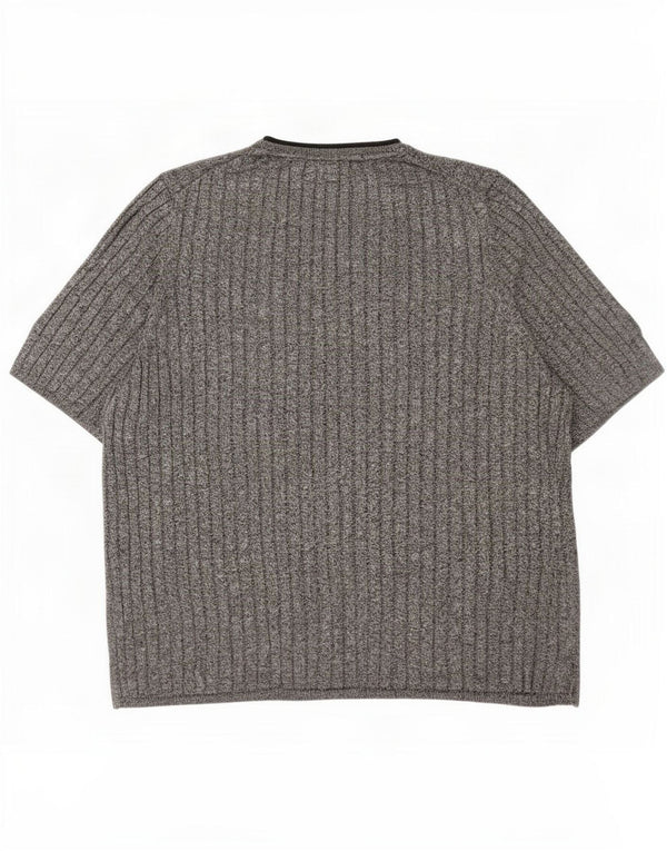 Marks & Spencer Damen T-Shirt Top UK 22 3XL Grau gefleckte Viskose