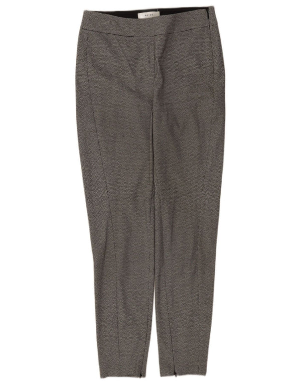 Calça feminina Reiss Slim Suit UK 8 pequena W26 L27 cinza houndstooth