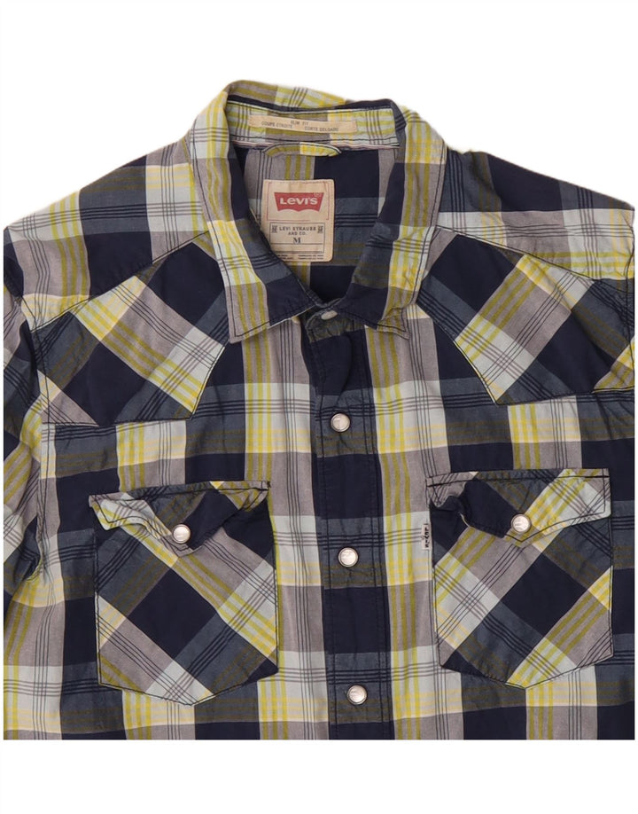 LEVI'S Mens Slim Fit Shirt Medium Navy Blue Check Cotton