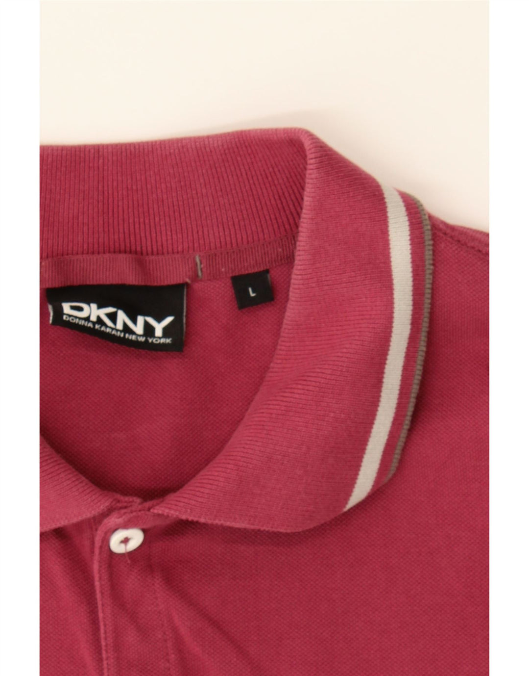 DKNY Mens Polo Shirt Large Burgundy Cotton Vintage Dkny and Second-Hand Dkny from Messina Hembry 