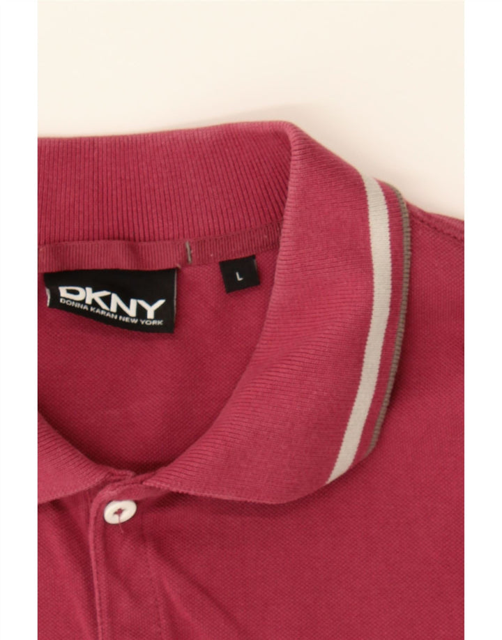 DKNY Mens Polo Shirt Large Burgundy Cotton Vintage Dkny and Second-Hand Dkny from Messina Hembry 