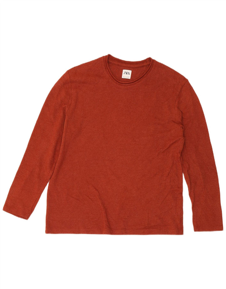 Zara Homme Top Manches Longues Grand Coton Rouge