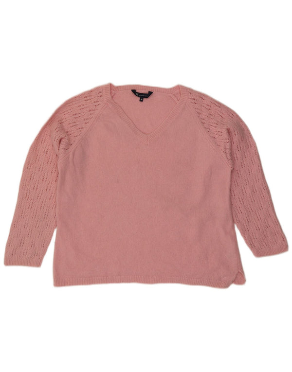 Crew Clothing Pull col V pour femme UK 18 XL Laine Rose