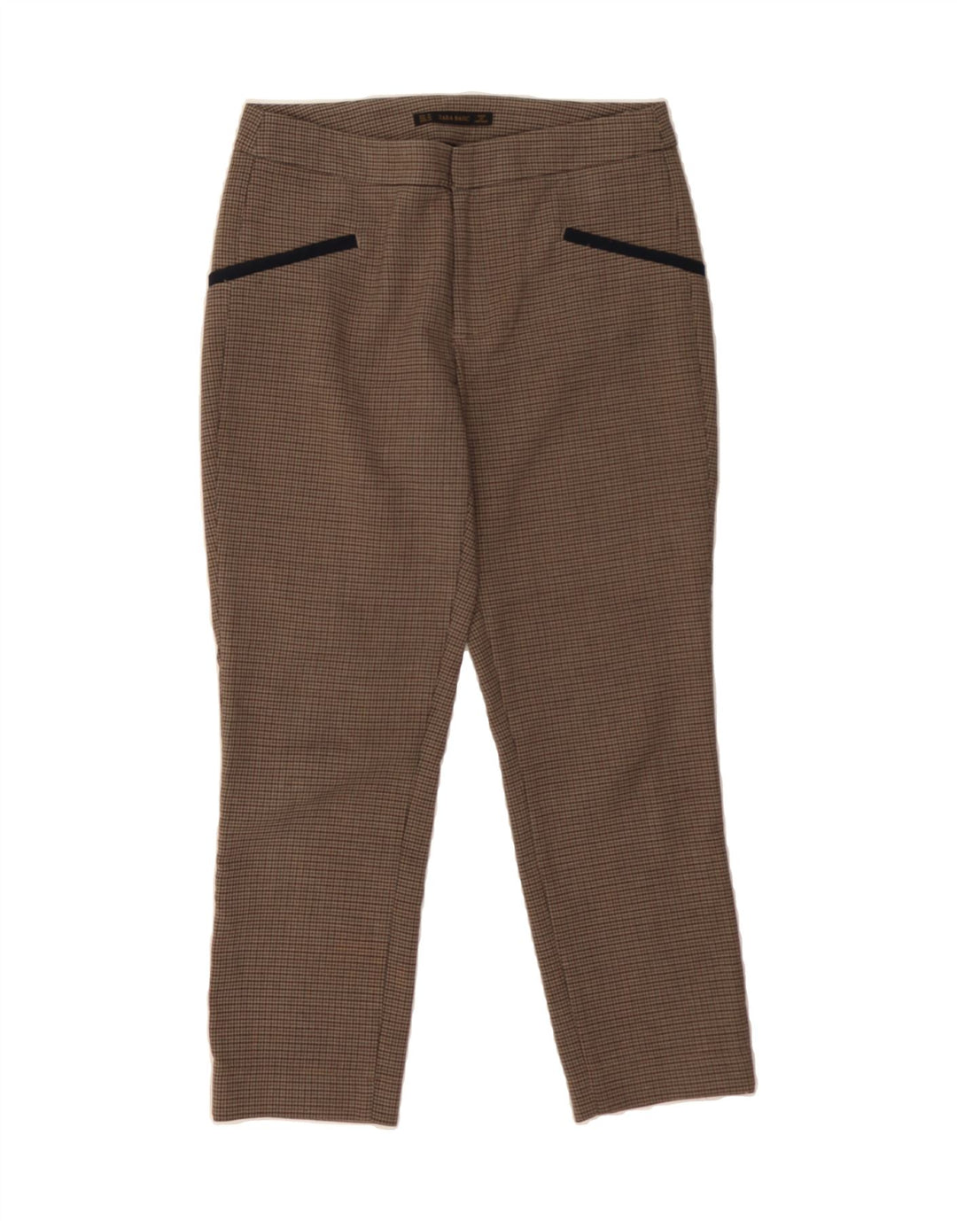 ZARA Womens Straight Cropped Trousers Medium W30 L24 Brown Check Vintage Zara and Second-Hand Zara from Messina Hembry 
