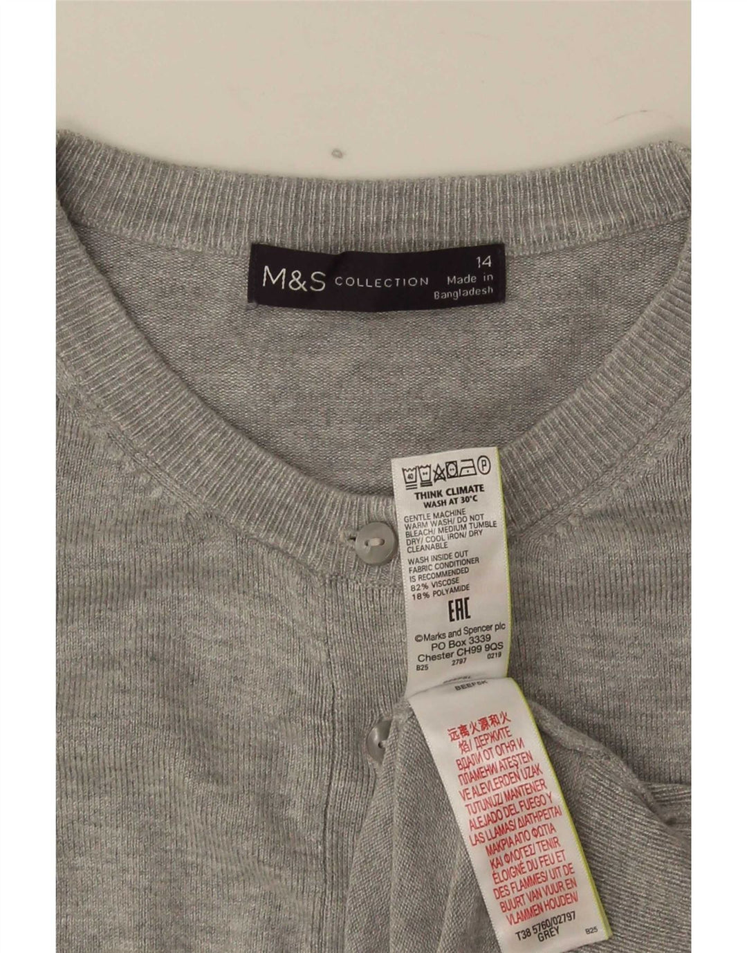 Marks & Spencer Womens Bolero Jumper UK 14 Medium Grey Viscose