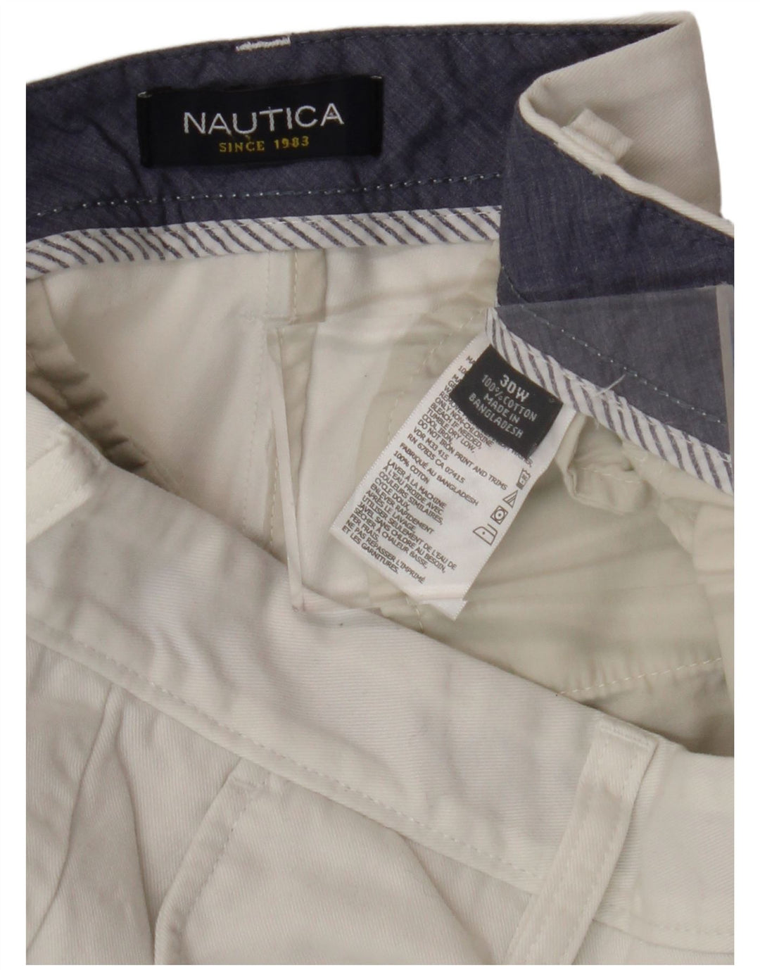 NAUTICA Mens Chino Shorts W30 Medium  White Cotton