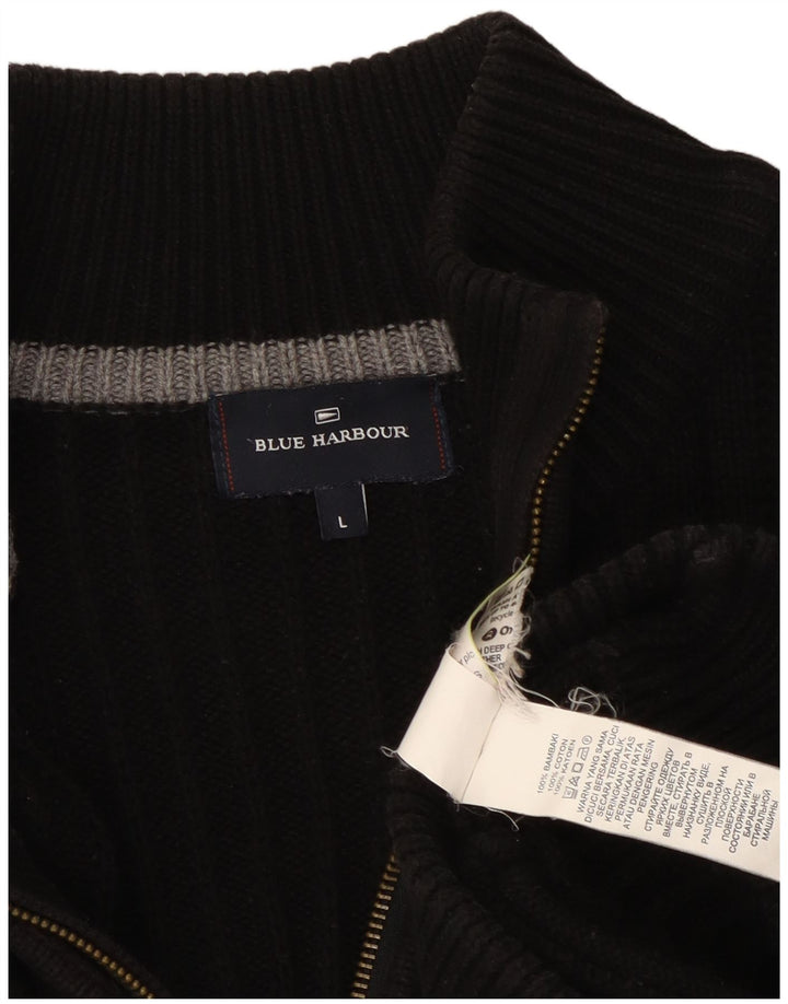 Marks & Spencer Herren Blue Harbor Cardigan Pullover Große schwarze Baumwolle