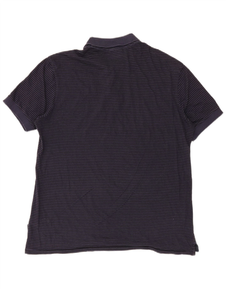 Paul Smith Mens Polo Shirt Large Navy Blue Striped Cotton