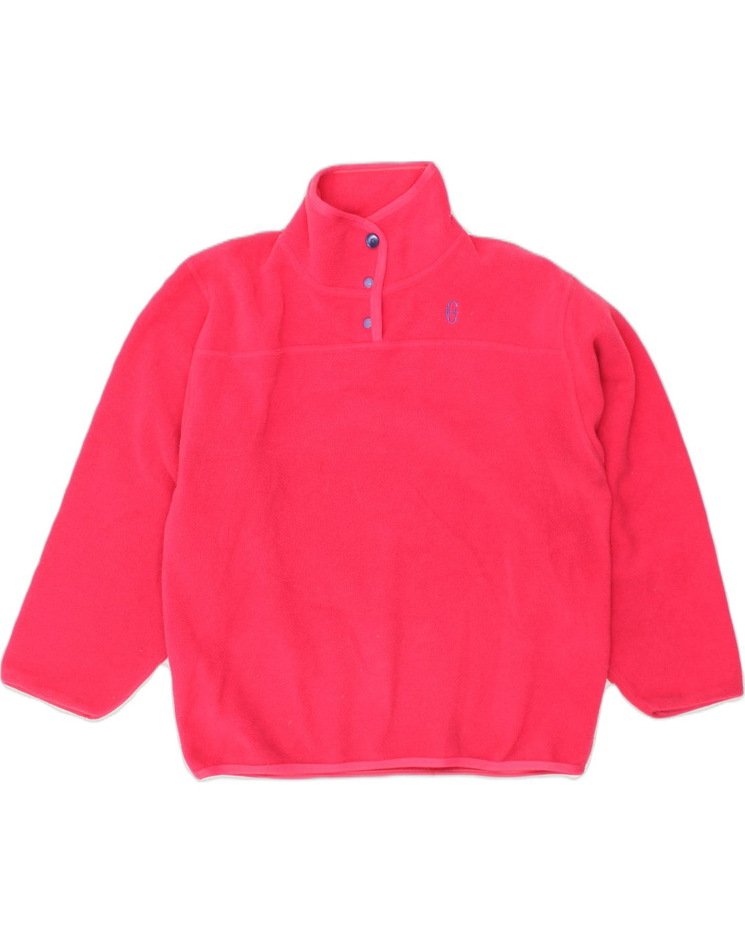 CONTE OF FLORENCE Womens Button Neck Fleece Jumper UK 14 Medium Pink | Vintage Conte of Florence | Thrift | Second-Hand Conte of Florence | Used Clothing | Messina Hembry 