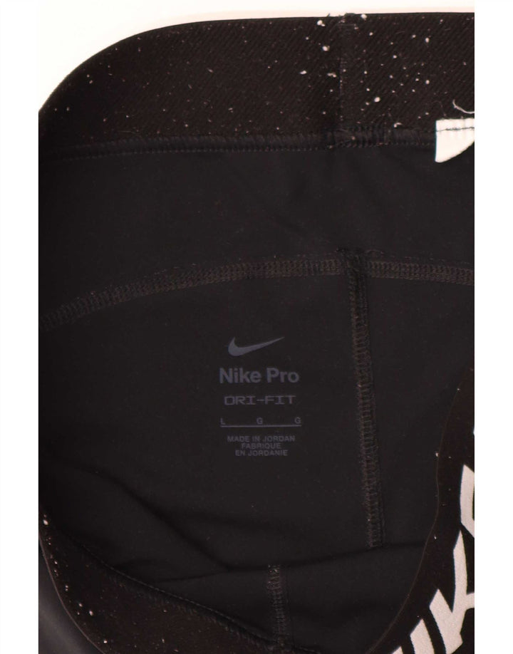 Nike Womens Dri Fit Graphic Leggings UK 14 Large Black