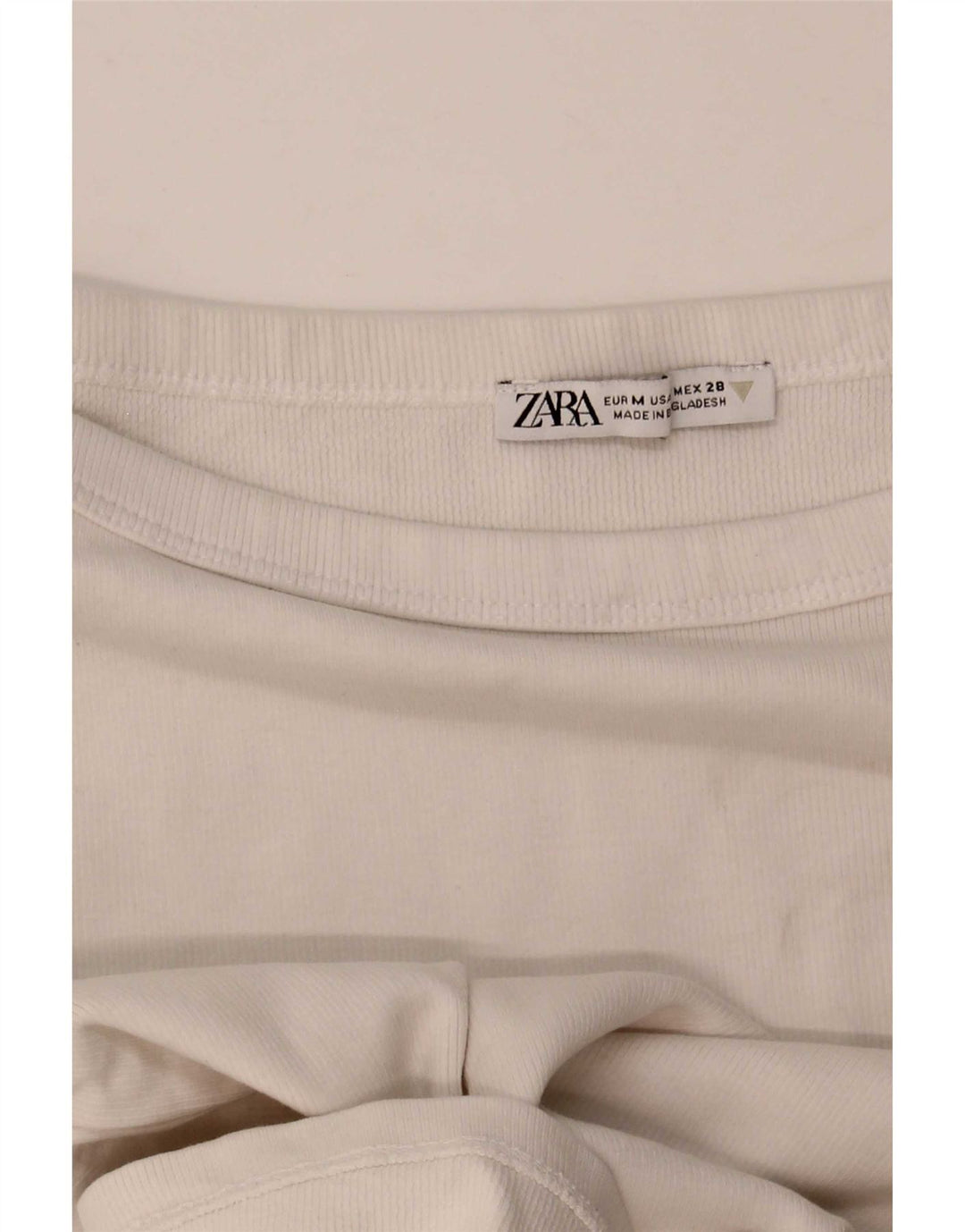 Zara Womens Crop T-Shirt Top UK 12 Medium White