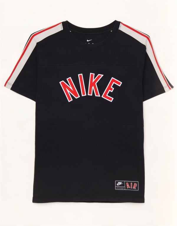 Nike Boys Graphic T-Shirt Top 12-13 Years Large Black Colourblock Cotton