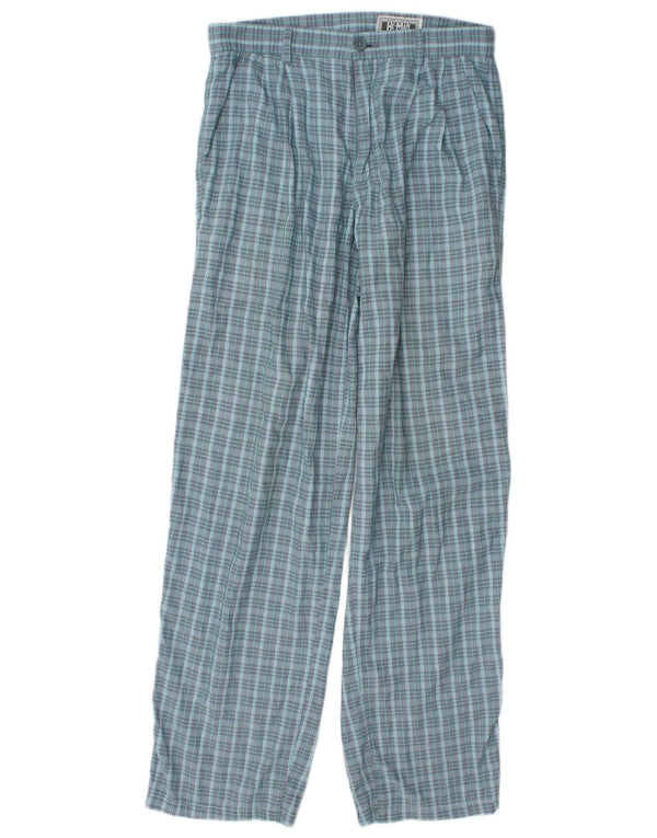 Vintage Hombres Pegged Chino Pantalones W29 L31 Azul Check Poliéster