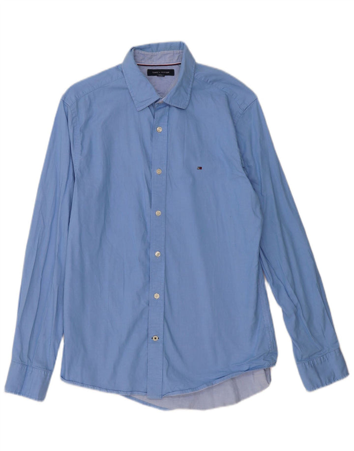 TOMMY HILFIGER Mens Shirt Medium Blue Cotton