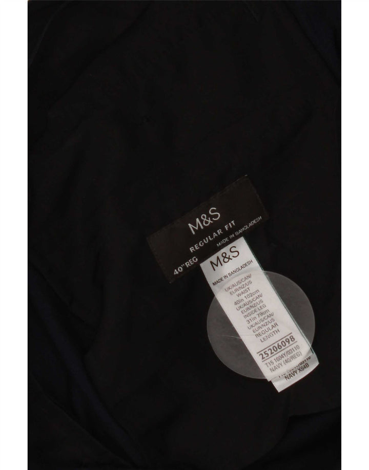 Marks & Spencer Mens Regular Fit Casual Trousers W40 L31 Navy Blue