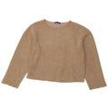 Zara Damen Crop Top Langarm UK 10 Small Beige Polyester
