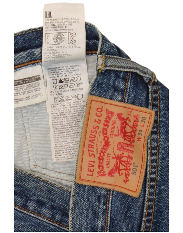 Levi's Mens 501 Straight Jeans W34 L26 Blue Cotton