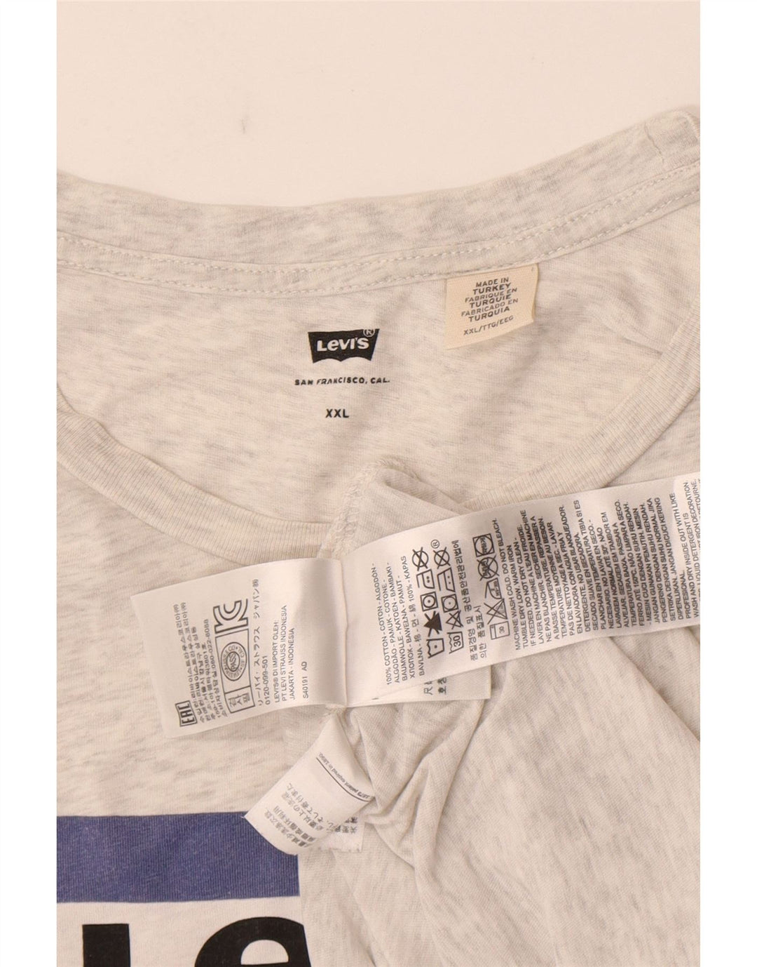 Levi's Mens Graphic T-Shirt Top 2XL Grey Flecked Cotton