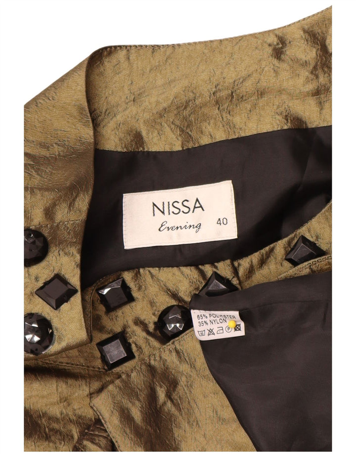 Nissa Womens 3/4 Sleeve Bolero Top EU 40 Medium Khaki Polyester