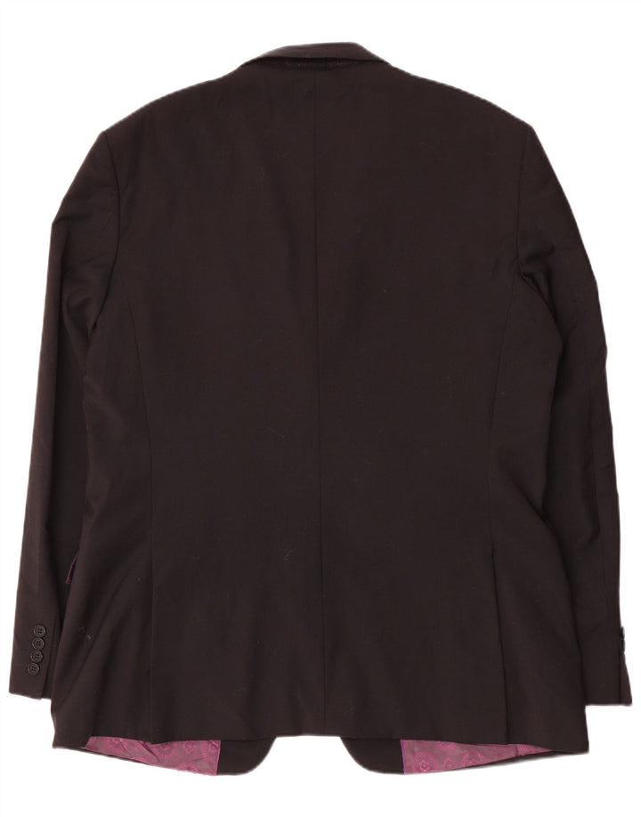 Ted Baker Mens Long 2 Button Regular Fit Blazer Jacket UK 44 2XL Black Wool