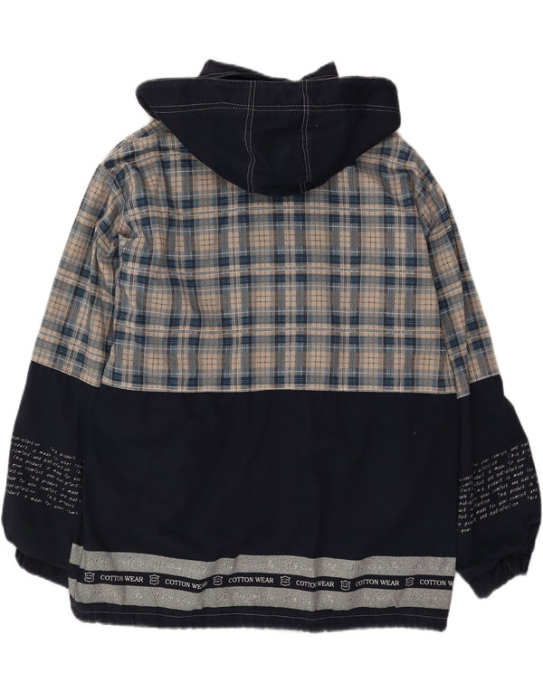 Chaqueta cortavientos con capucha y gráfico Whisper para hombre UK 40 Large Navy Blue Check