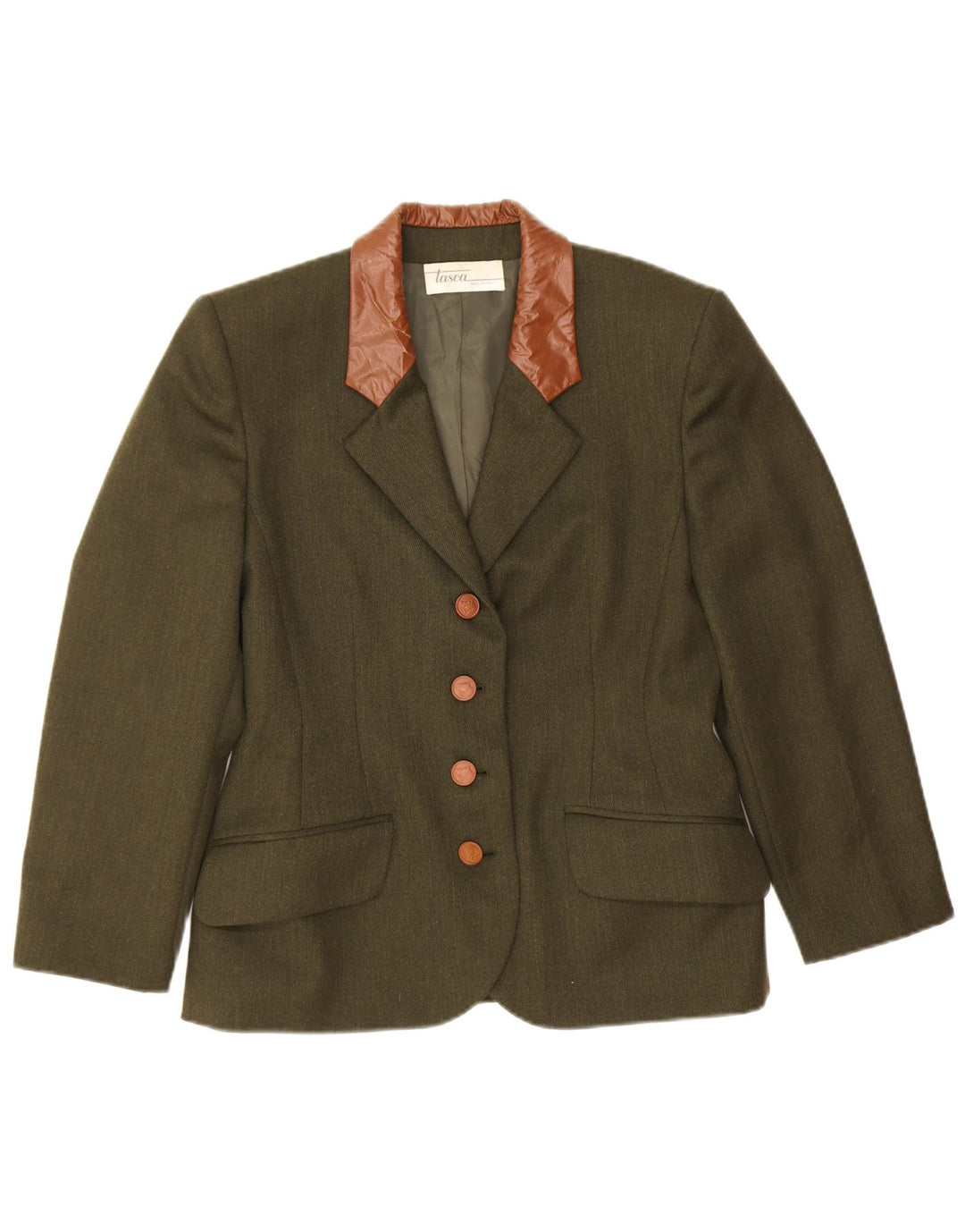 Blazer Vintage pentru femei cu 4 nasturi IT 42 Medium Green Colorblock