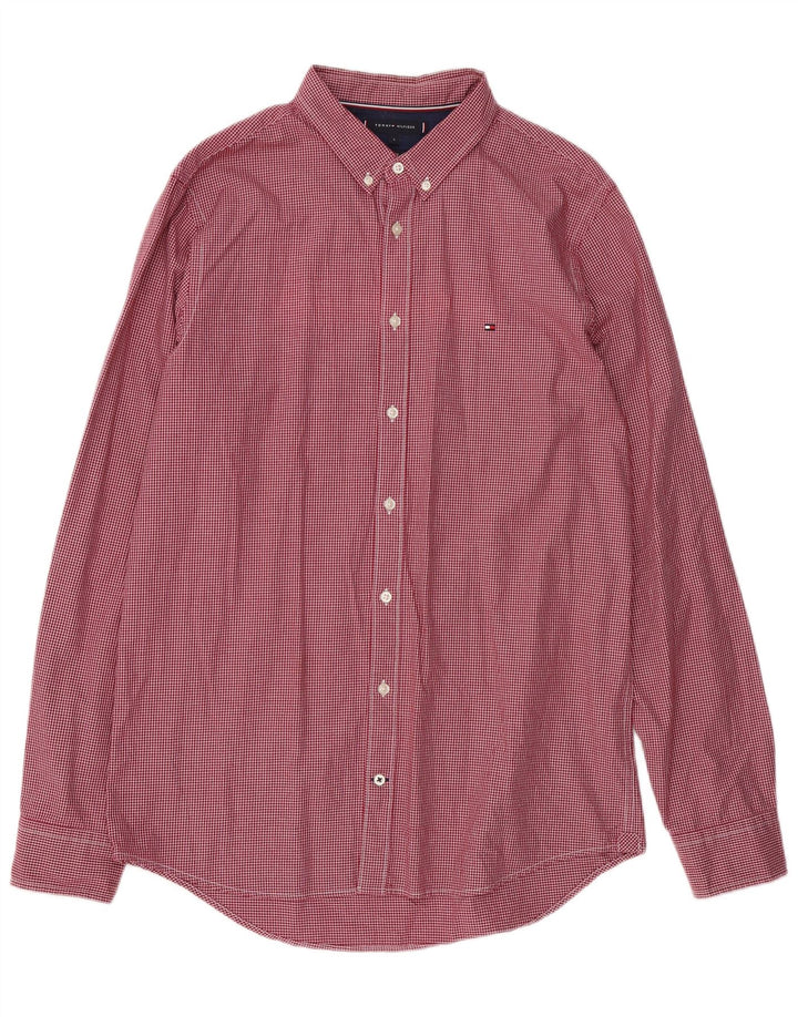 TOMMY HILFIGER Mens Slim Fit Shirt Large Red Check Cotton