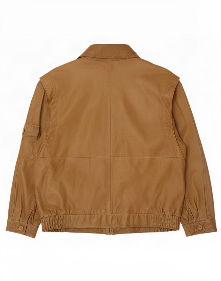 Jaqueta de couro masculina vintage IT 54 2XL marrom