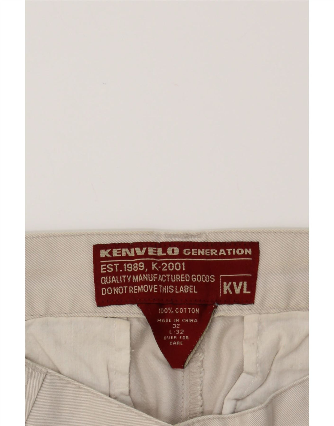 KENVELO Mens Straight Cargo Trousers W32 L32 Off White Cotton Vintage Kenvelo and Second-Hand Kenvelo from Messina Hembry 