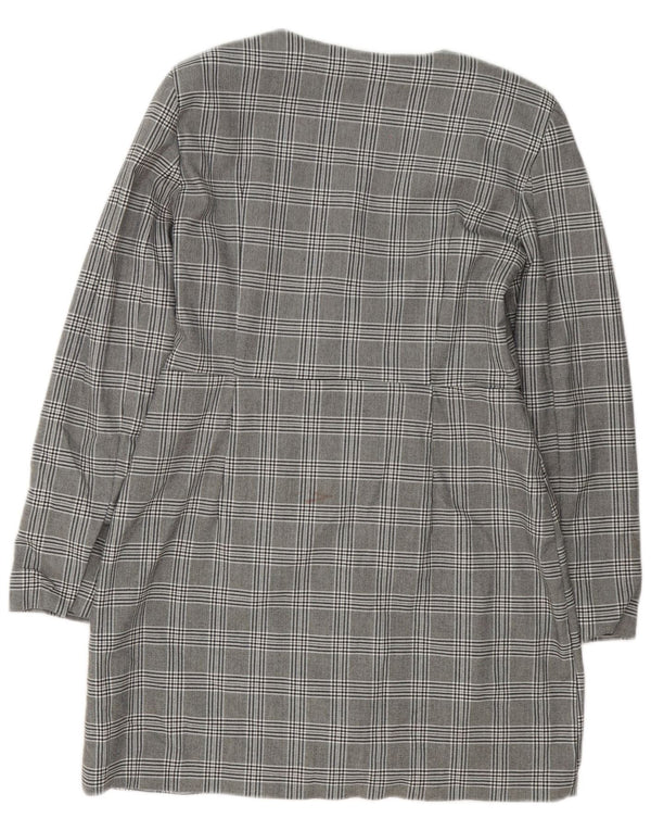 Zara ženska plašt haljina dugih rukava UK 18 XL siva karirana poliester